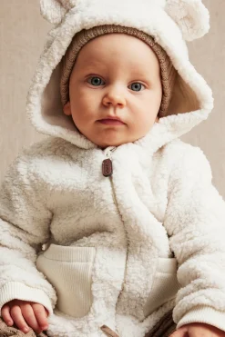 Baby white teddy jacket with hood
