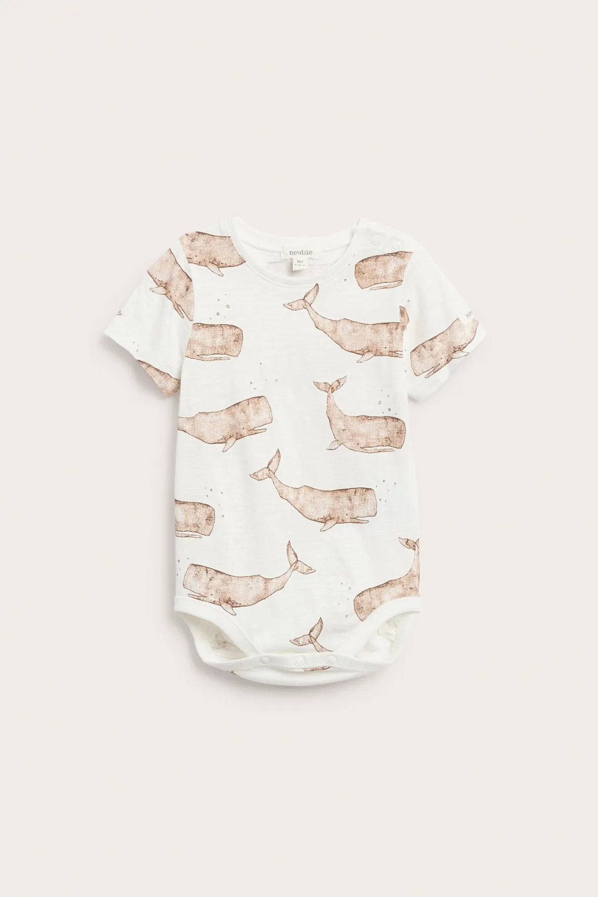 Baby white whale‑print bodysuit