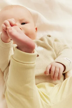 Baby yellow fine-knit cardigan