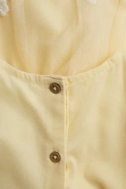 Baby yellow mesh dress with embroidery
