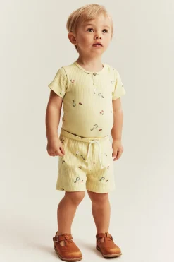 Baby yellow ribbed 2-piece set
