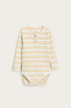 Baby yellow striped long sleeve bodysuit