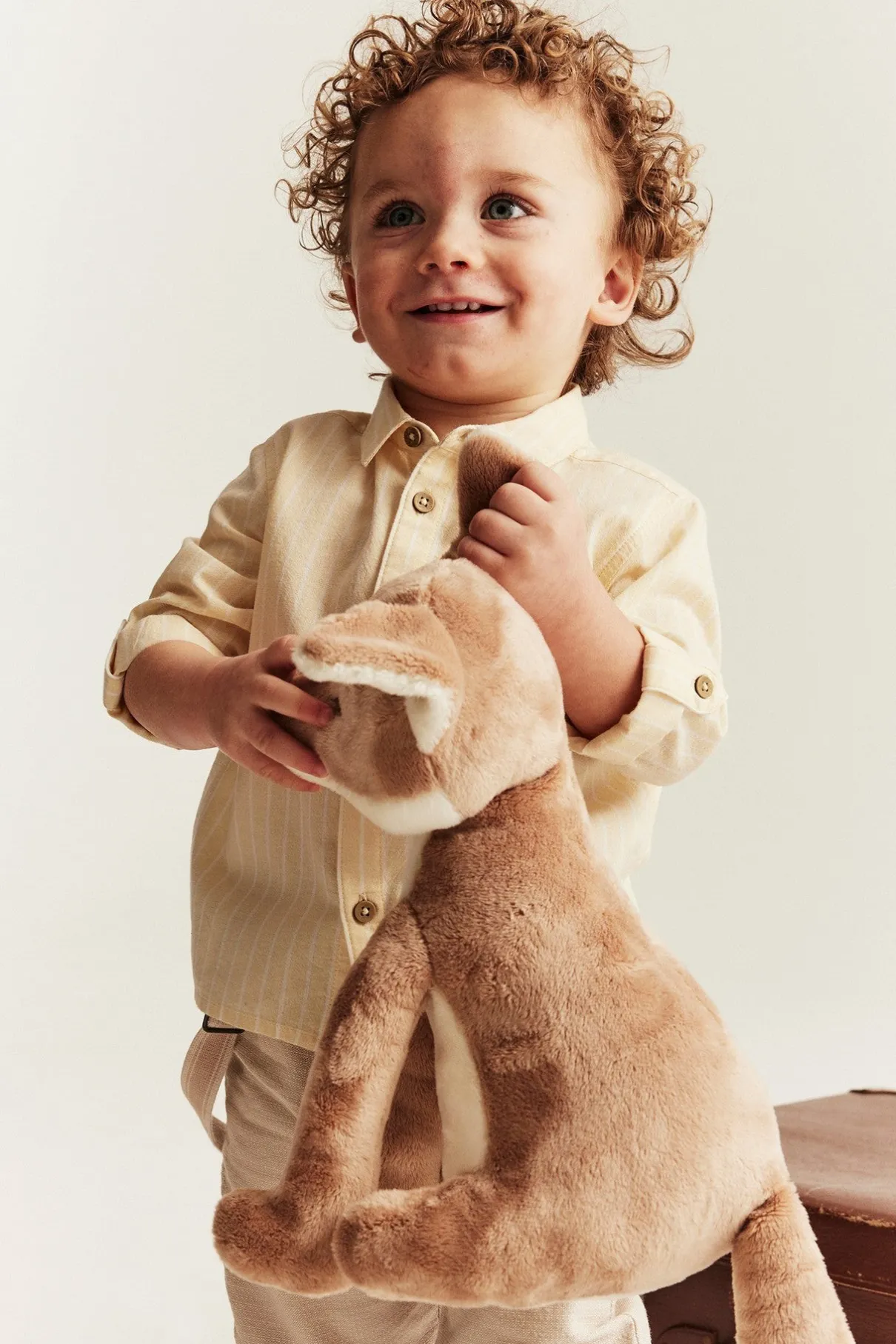 Baby yellow woven shirt with collar