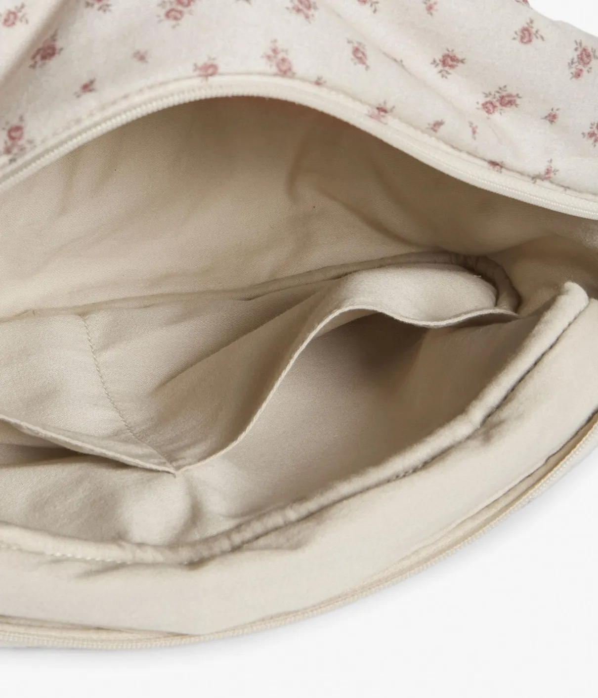 Beige floral print toiletry bag