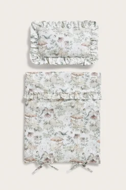 Beige forest print doll bedding