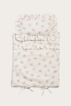 Floral bedding set for a doll bed