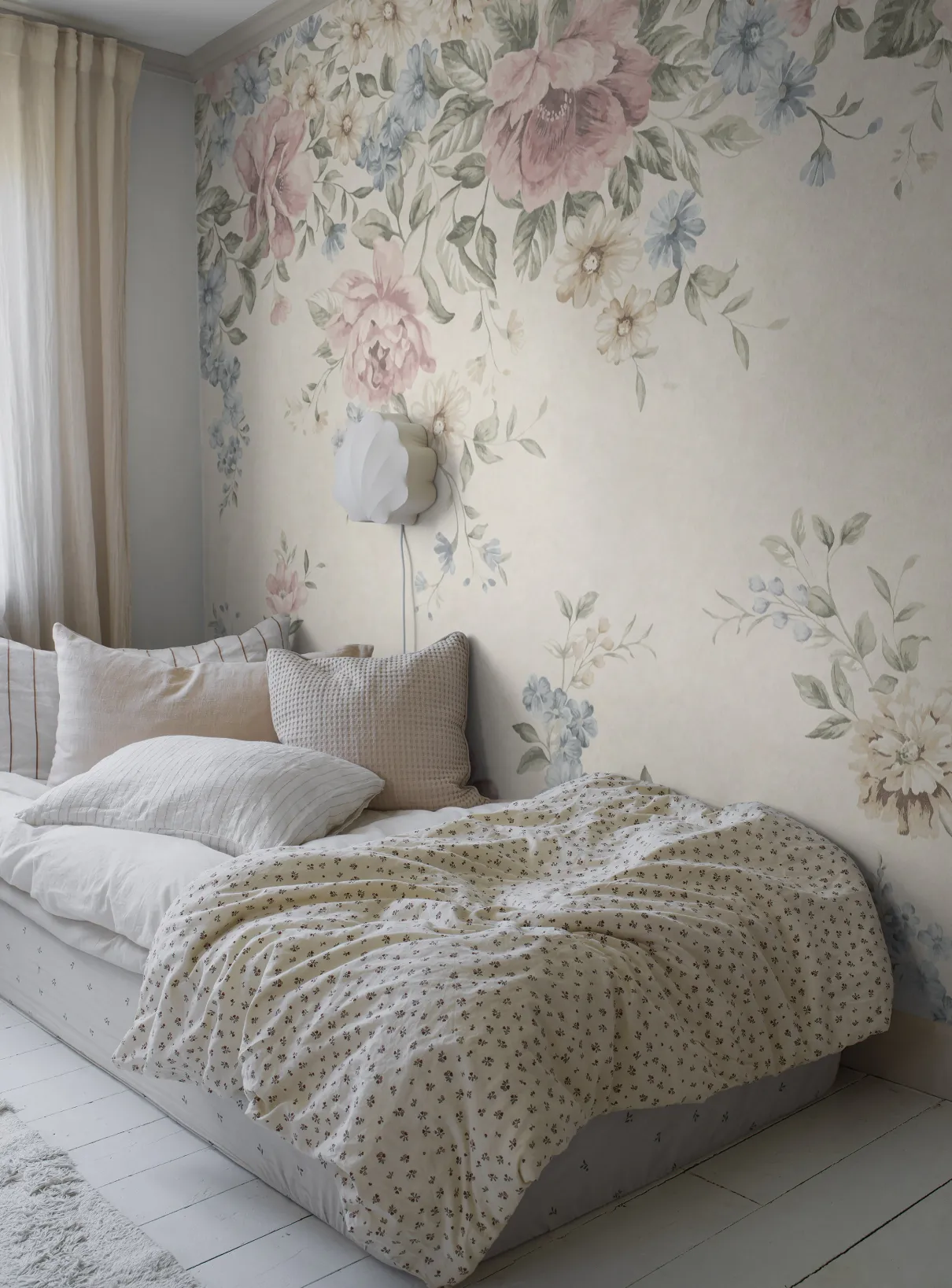 Flower Garden Mural beige wallpaper