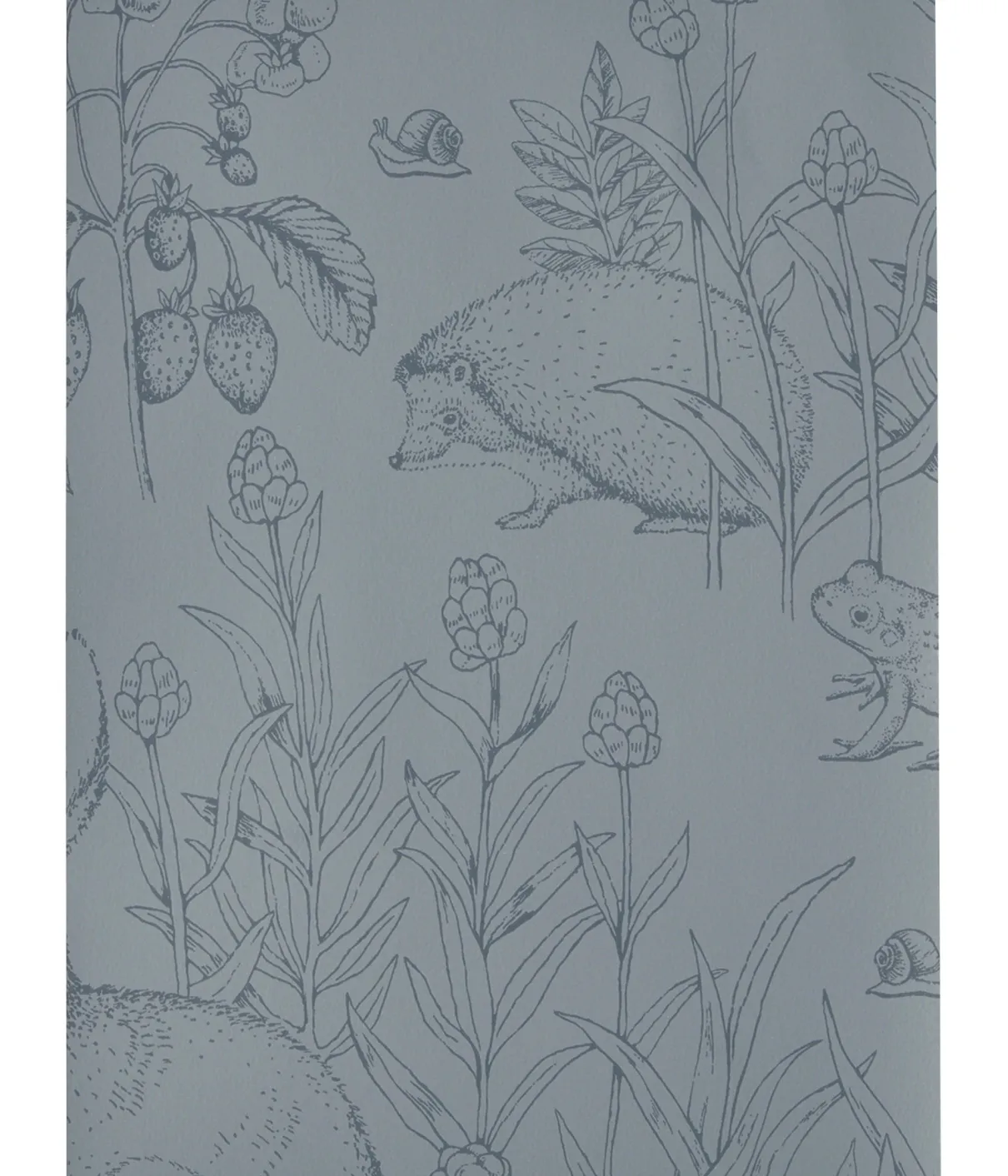 Forest Friends gray blue wallpaper sample
