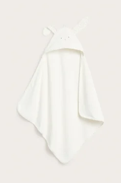Hooded terry rabbit bath towel