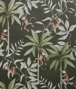 Jungle Friends green monkey wallpaper