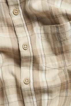 Kids´ beige checked mandarin shirt