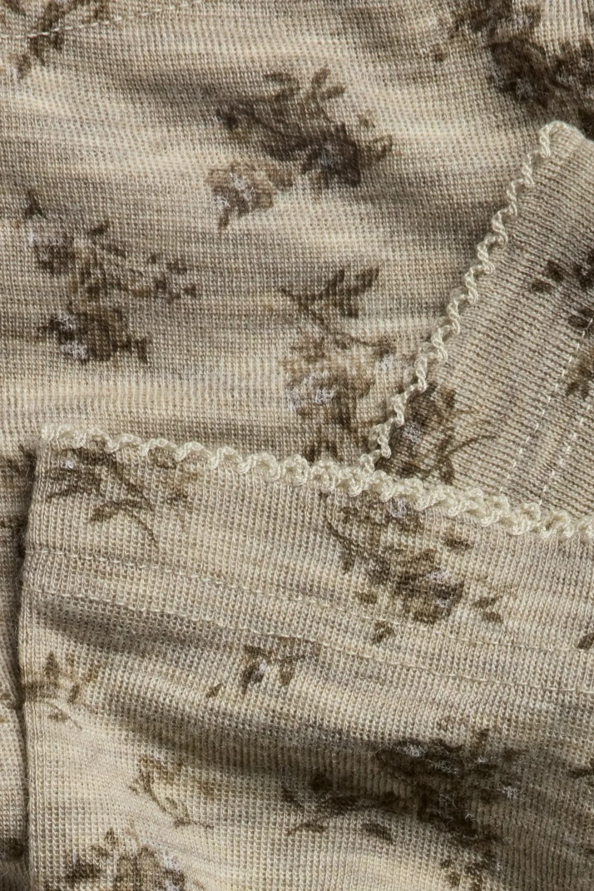 Kids beige floral merino wool leggings