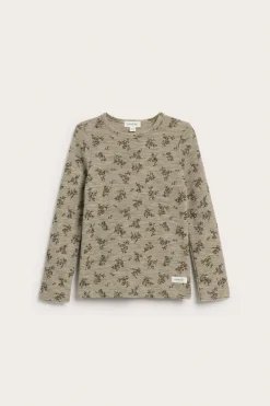 Kids beige floral merino wool top