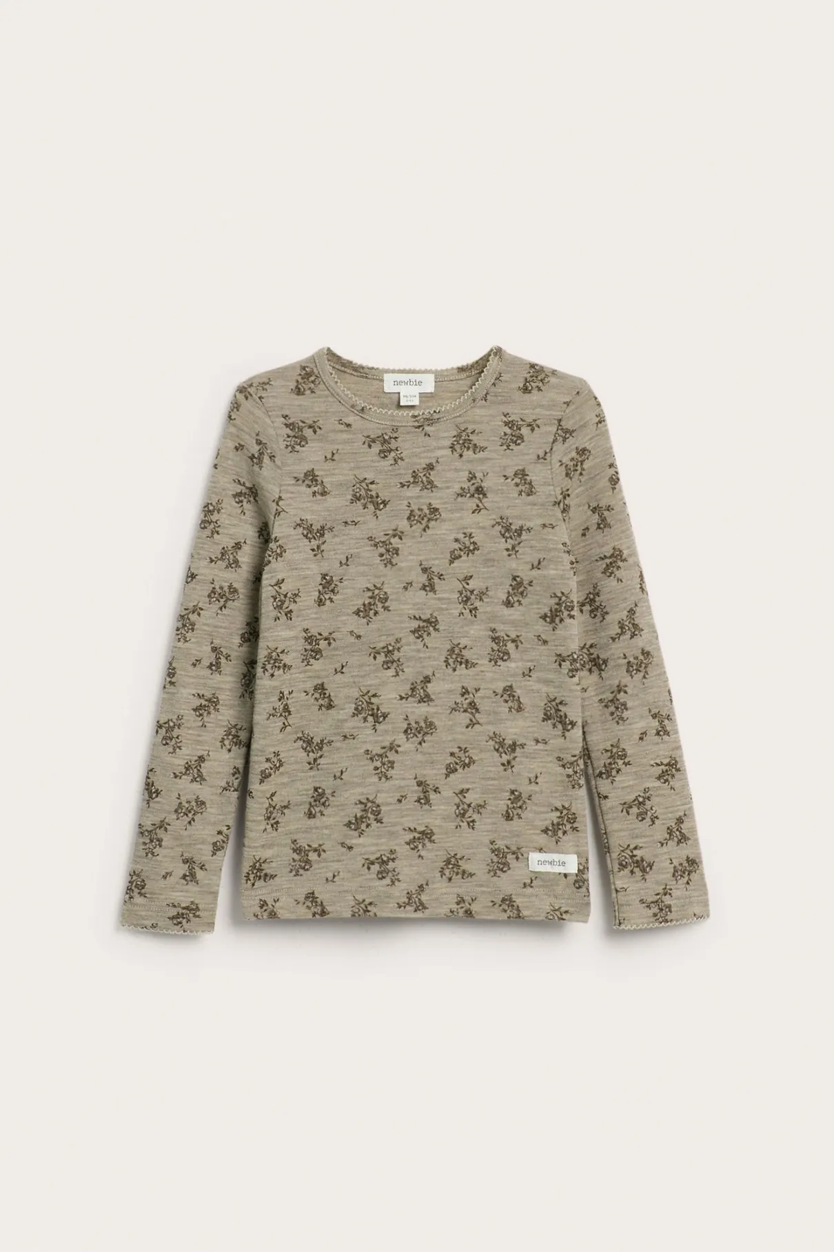 Kids beige floral merino wool top