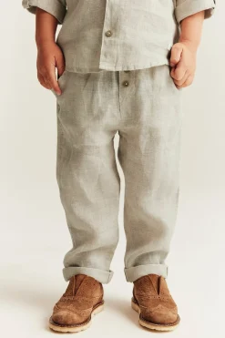 Kids beige linen drawstring trousers