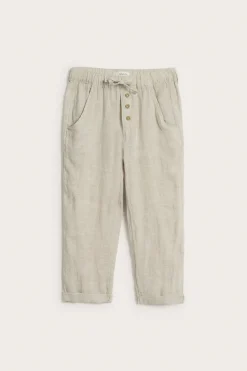 Kids beige linen drawstring trousers