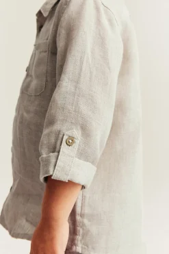 Kids beige linen shirt with collar