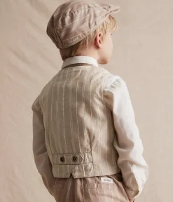 Kids beige striped suit vest