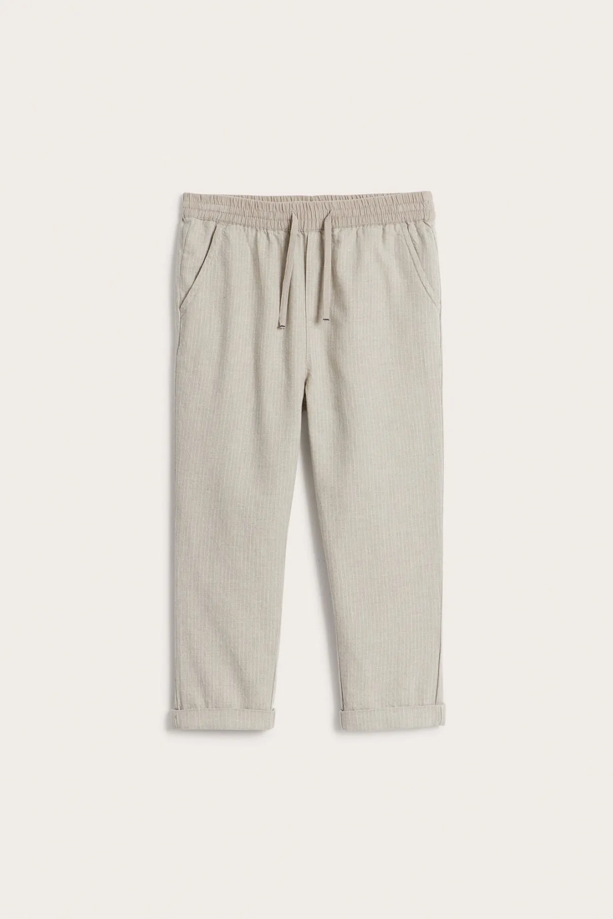 Kids´ beige striped woven trousers