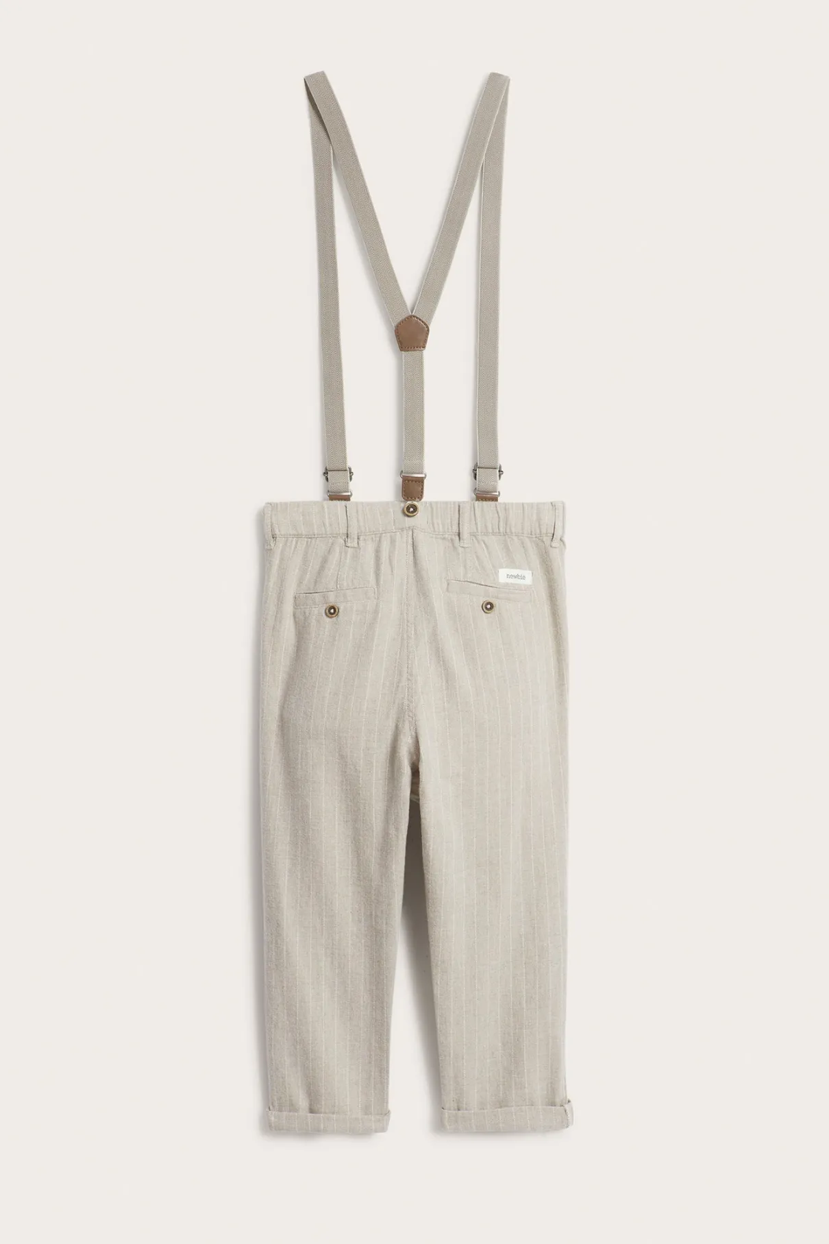 Kids' beige trousers with suspenders