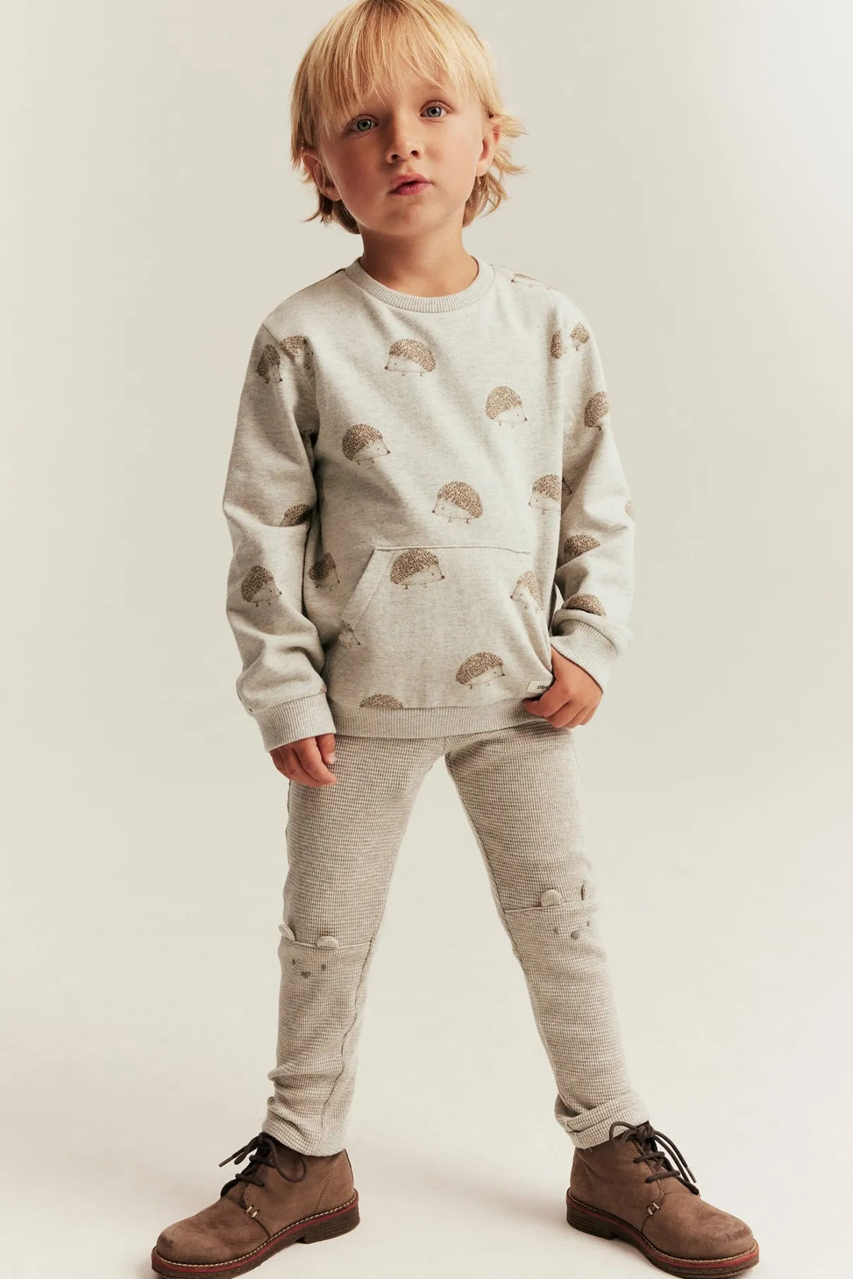 Kids beige waffle leggings