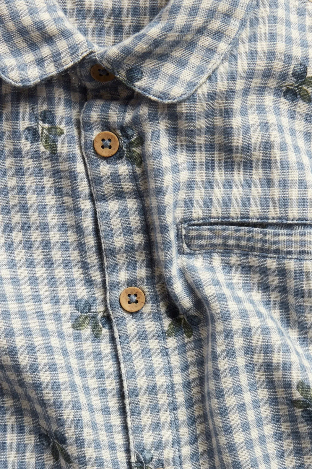 Kids’ blue checked shirt with blueberries
