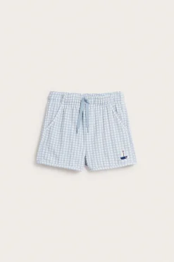 Kids blue checked swim shorts