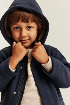 Kids' blue coat with detachable hood