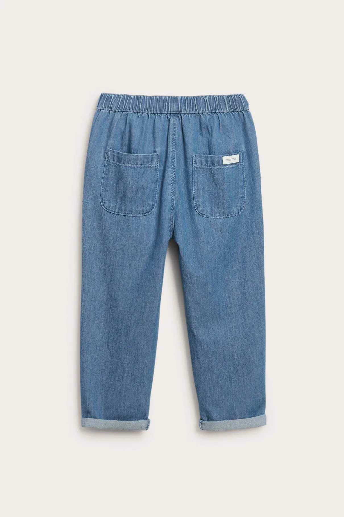 Kids blue denim trousers with drawstring