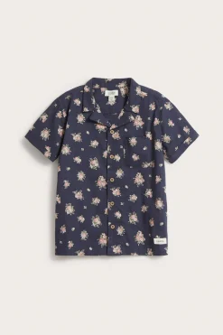 Kids blue floral short-sleeved shirt