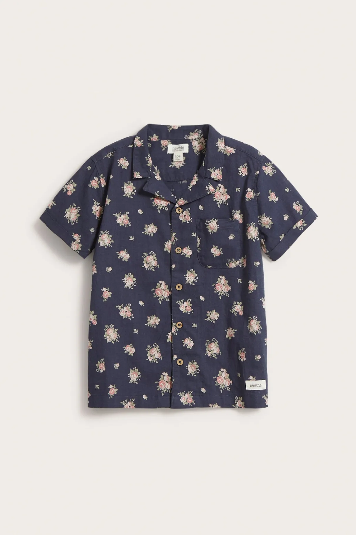 Kids blue floral short-sleeved shirt