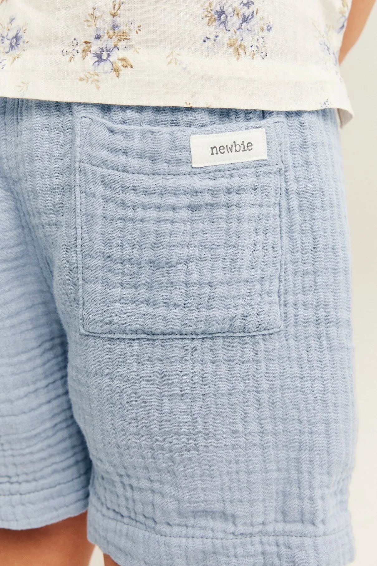 Kids blue muslin shorts