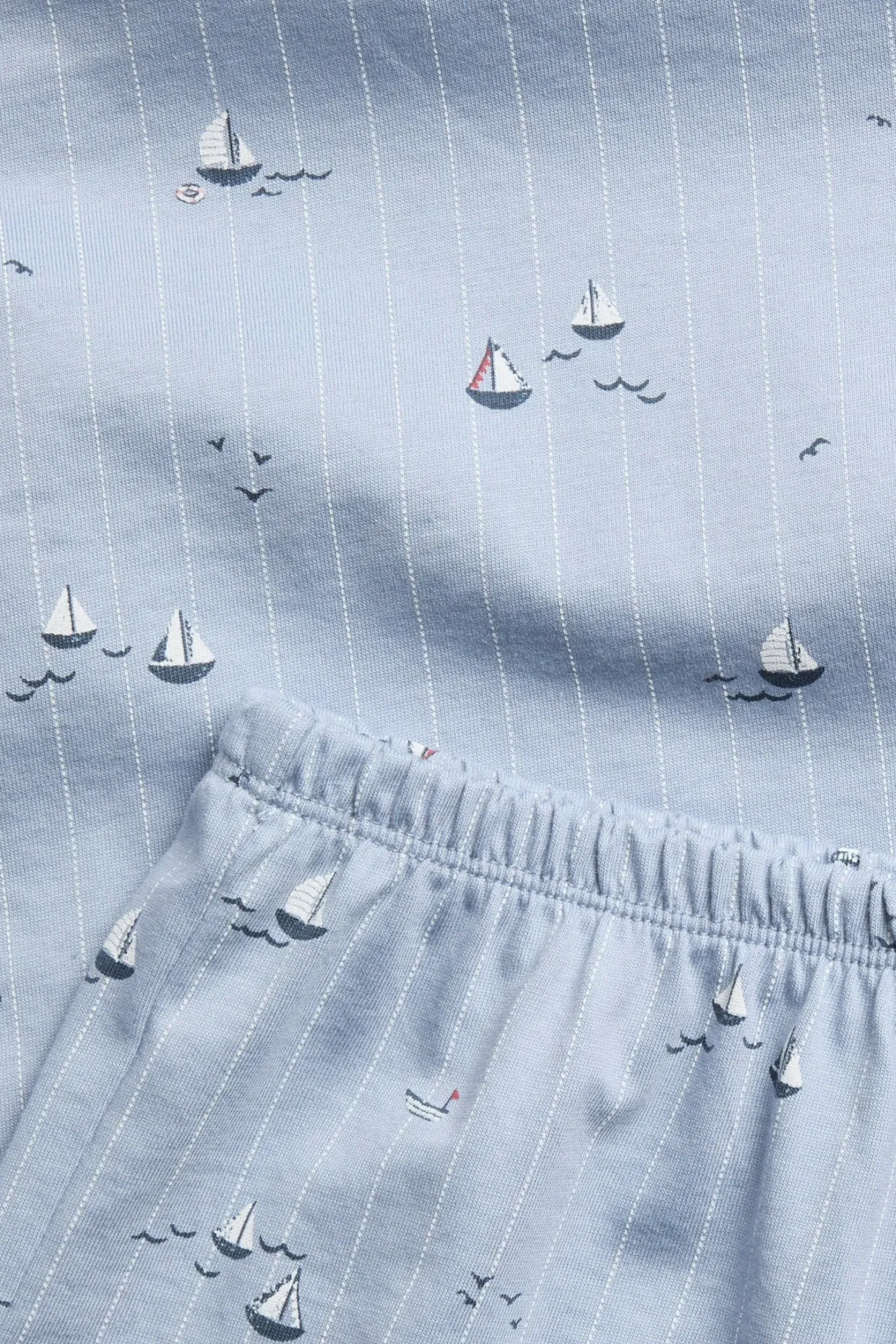 Kids blue sailing boat-themed pajama set