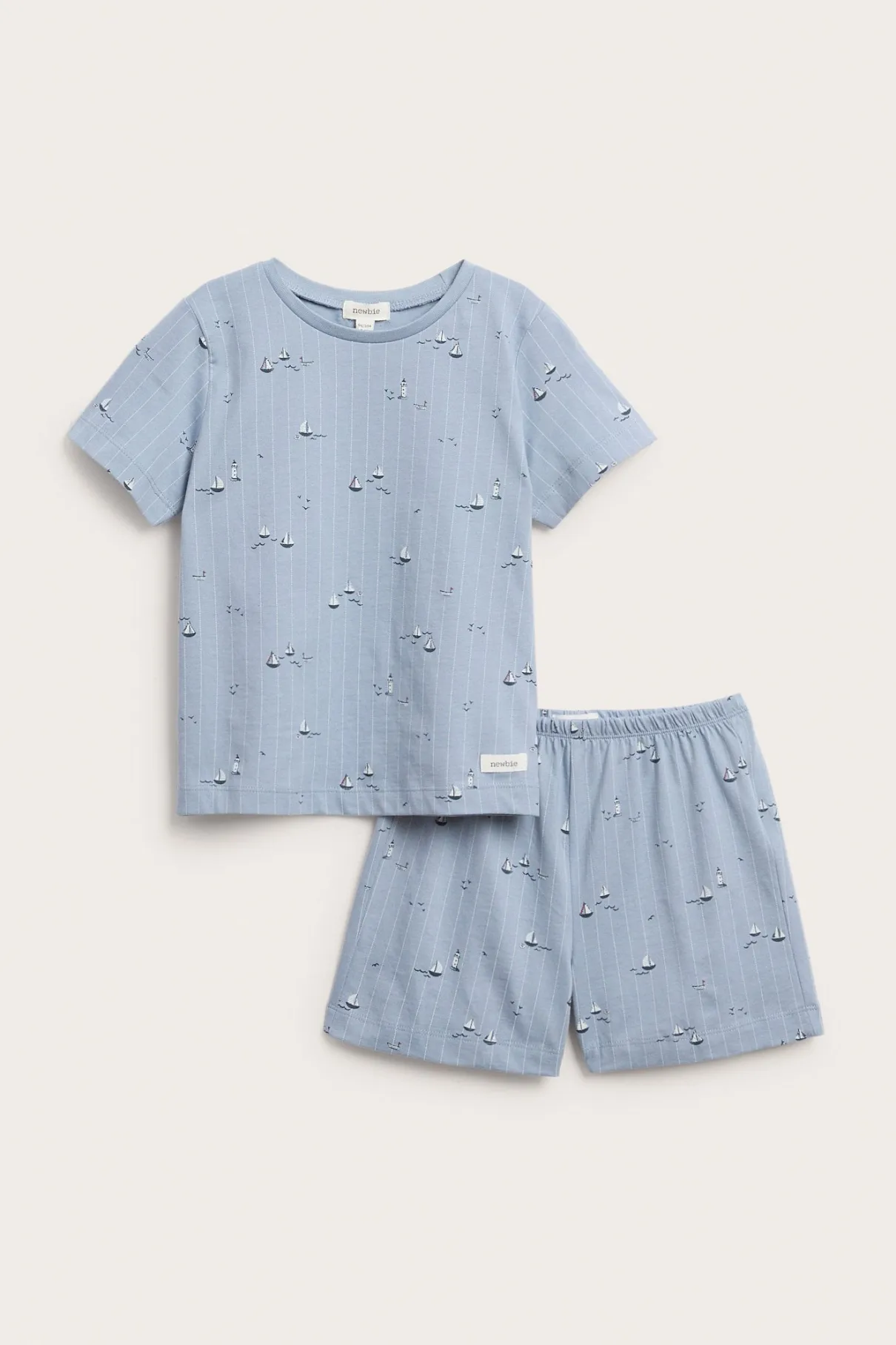 Kids blue sailing boat-themed pajama set