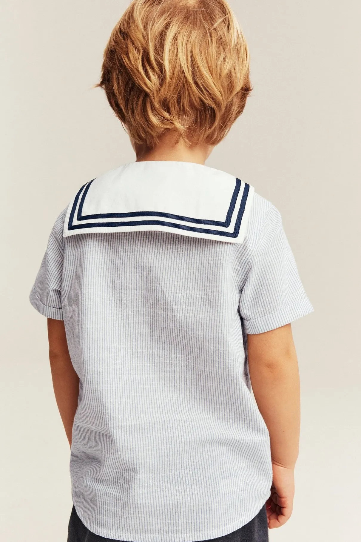 Kids blue shirt with sailor collar