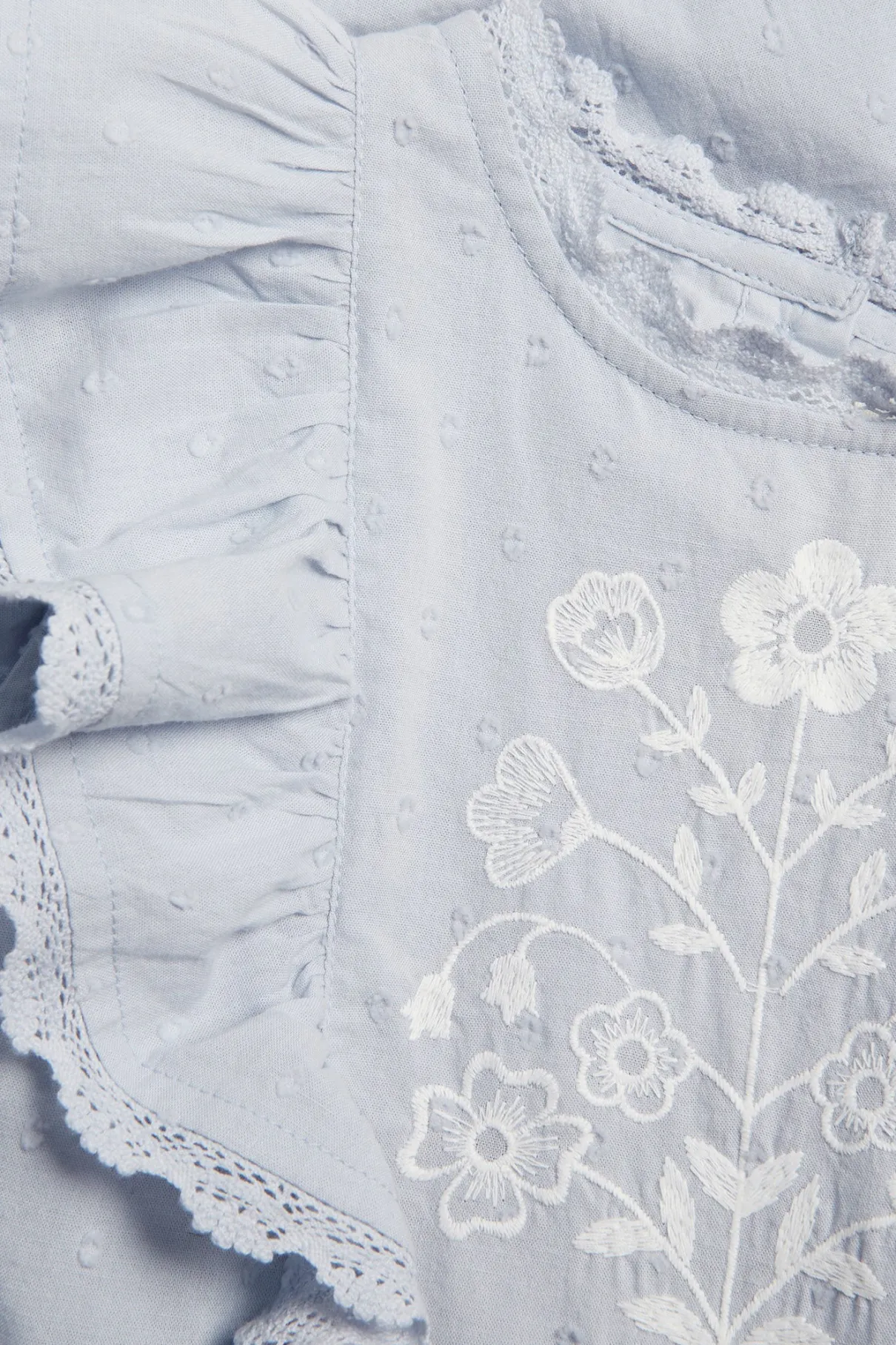 Kids blue short-sleeve frilled dress