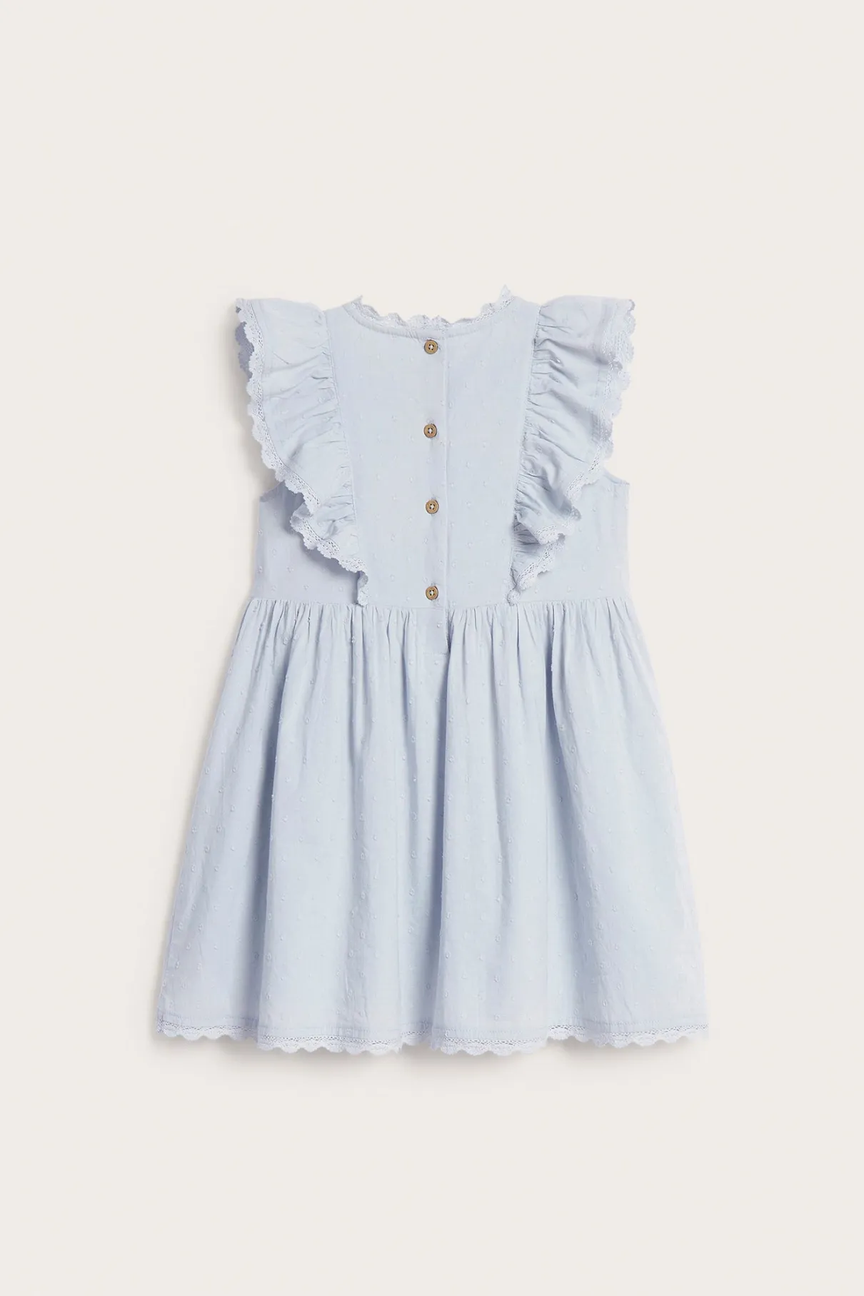 Kids blue short-sleeve frilled dress