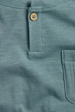 Kids blue slub knit T-shirt with pocket
