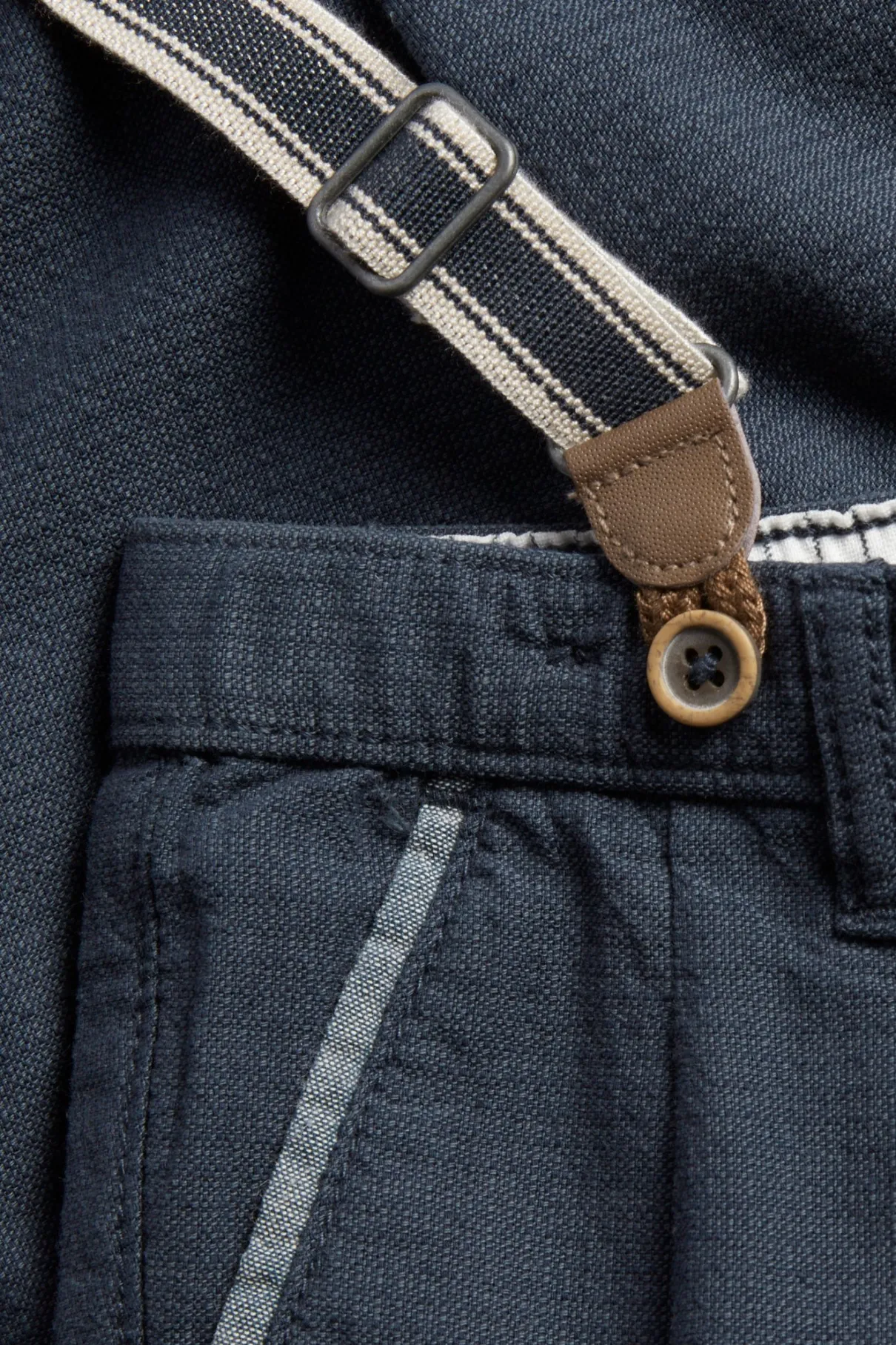 Kids blue woven trousers with suspenders