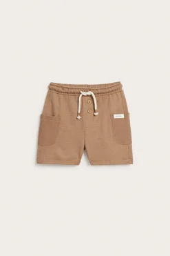 Kids brown slub tricot shorts