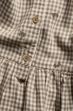Kids checked dress with teddy bears