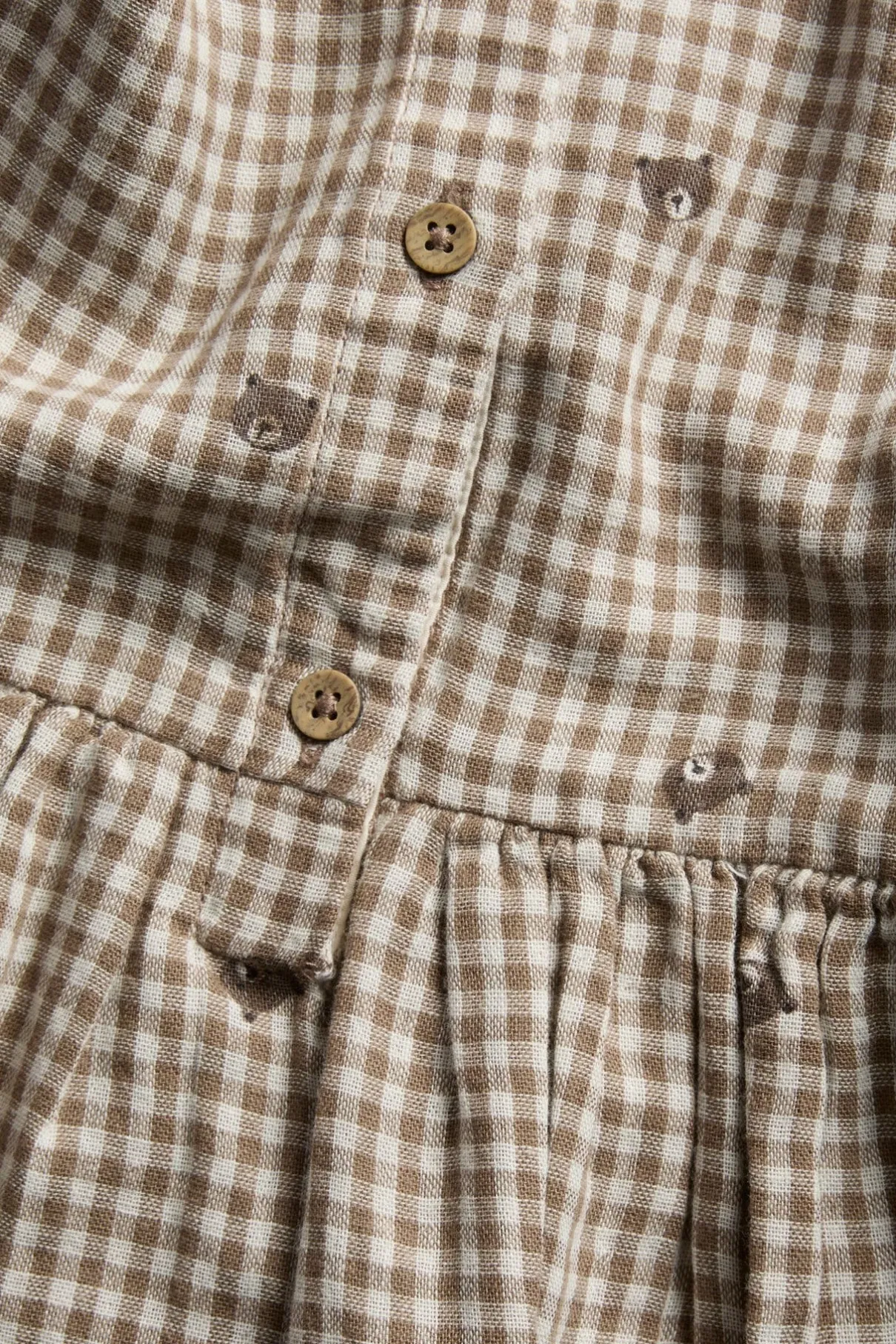 Kids checked dress with teddy bears