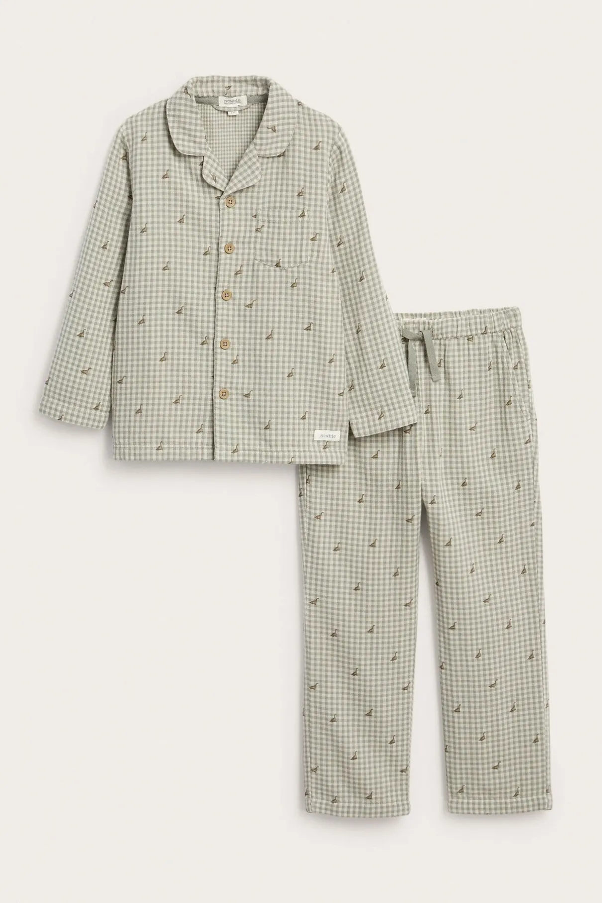 Kids checked pyjama with dinosaurs