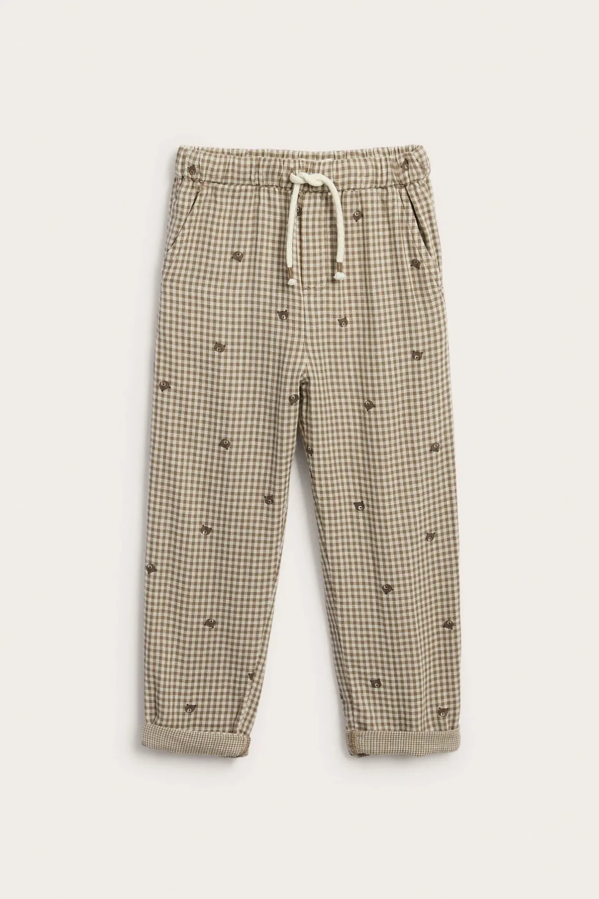 Kids checked trousers with drawstring