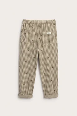 Kids checked trousers with drawstring