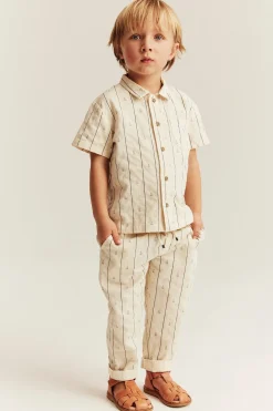 Kids cream shirt with sailboats