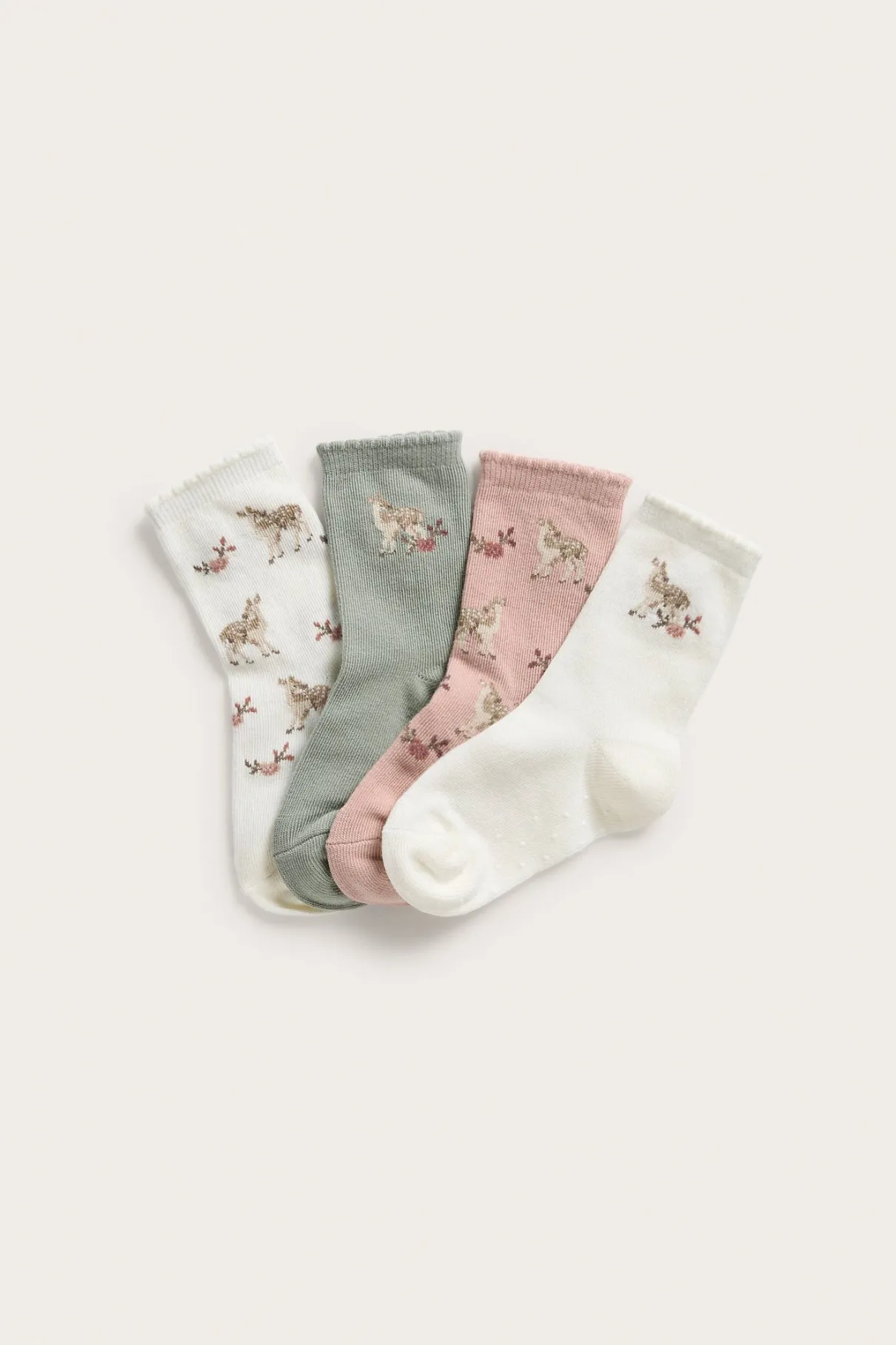 Kids deer & floral socks (4-pack)
