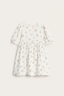 Kids floral dress with puff sleeves