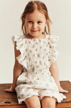 Kids floral jumpsuit with frills