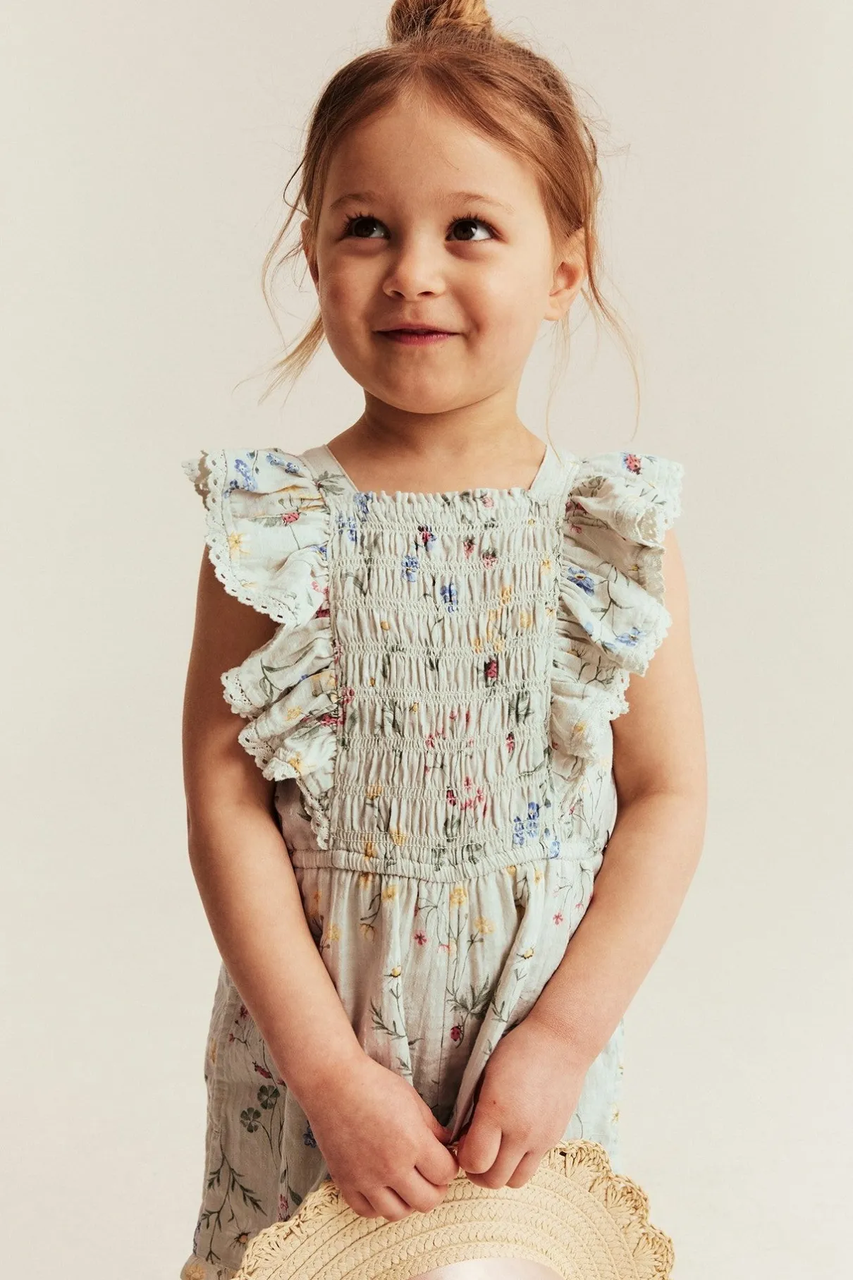 Kids floral woven jumpsuit